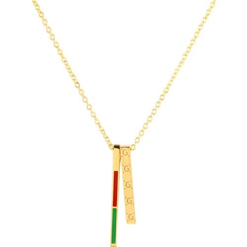 Stainless Steel 2 Bar Pendant Necklace Gold Plating Stick Pendant Necklace For Woman Party Jewelry Gift