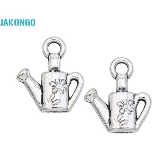 20PCS Kettle Charm Antique Silver Plated Watering Can Charms Pendants for Jewelry Making Bracelet DIY Handmade Craft 18x16mm