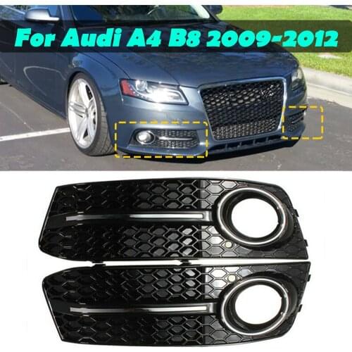 2Pcs Fog Light Cover Grille Grill For Audi A4 B8 RS4 2009 2010 2011 2012 Car Front Bumper Racing Grills Car Accessories