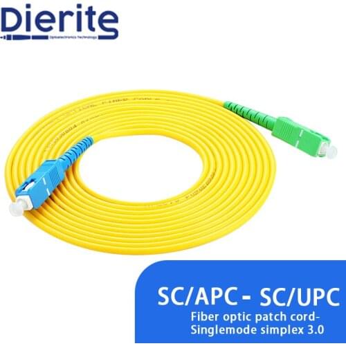 SC APC to SC UPC Singlemode Simplex Fiber Optic Patch Cable 3.0mm 9/125um FTTH Fiber Patch Cord Optical Fiber Jumper 3m 5m 10m