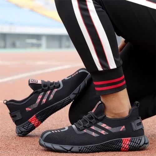 Mesh Work Boots Safety Steel Toe Shoes Men Lace Up Black Boots Protection Anti-smash Outdoor Casual Sneakers Safty Boots Homme