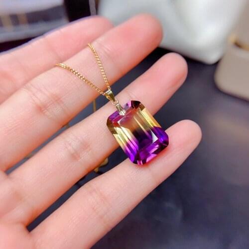 SHILOVEM 18k yellow gold Piezoelectric Ametrine pendants Gift fine Jewelry plant wedding no necklace 13*18mm mz131896666zj