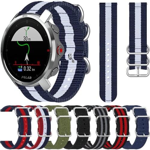 Woven Nylon Strap for Polar Grit X / POLAR Vantage M / POLAR IGNITE Fabric Band Silver Ring Buckle Watchband Bracelet