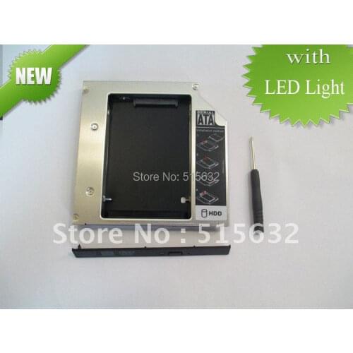 NEW 12.7mm Universal SATA 2nd Hard Driver caddy Aluminum with LED light Caddy for Optical Drive Bay