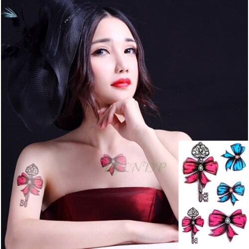 Waterproof Temporary Tattoo Sticker bowknot Fake Tatto Flash Tatoo hand foot arm shoulder tatouage for Girl femme Women