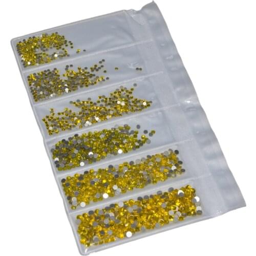 High Refraction SS3 - SS30 Mix Size Rhinestones Lemon Yellow Color Glass 3D Nail Art Decorations For Garment Decoration