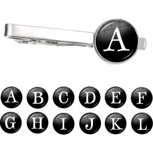 26 Alphabet Letters Tie Clips Men Fashion Name Tie Pin Bar Clasp Clip Necktie Decoration Suit Accessories Gift Wholesale