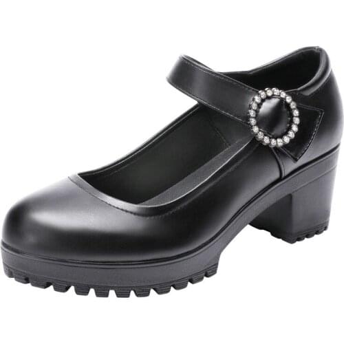 Plus Size 32-43 Square Heel Platform Pumps Women Shoes 2021 Fall Mary Jane Shoes Medium Heel Wedding Shoes Ladies Work Shoe