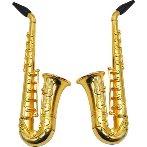 1PCS 93cm Small Saxophone Smoking Pipes Portable Metal Tobacco Water Pipes Trumpet Mesh Cigarette Machine Lighters Accessories