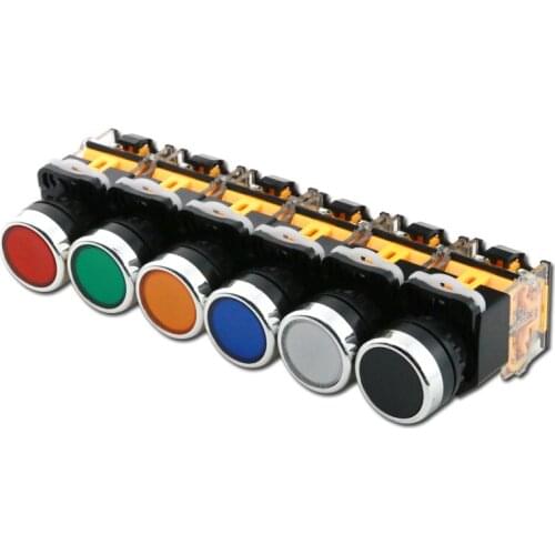 1PCS Push button Switch 22mm Mounting Hole Dia. 1NO 1NC (DPST) 440V 10A 4 Pins 12V/24V/220V/380V