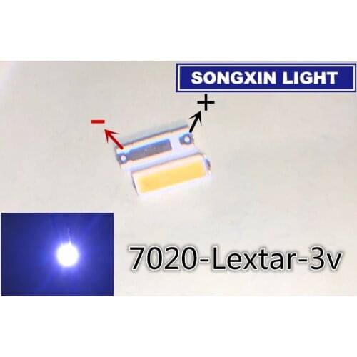 100pcs Lextar LED Backlight 0.5W 7020 3V Cool white 40LM LCD Backlight for TV TV Application