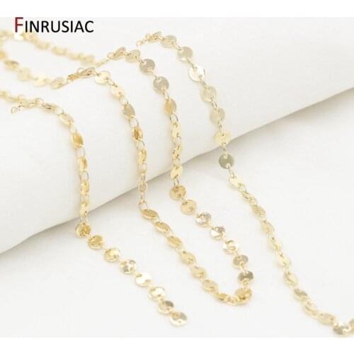 14k Gold Copper Disc Chain Handmade DIY Necklace Bracelet Materials Wholesale Chains Jewellery Making Findings