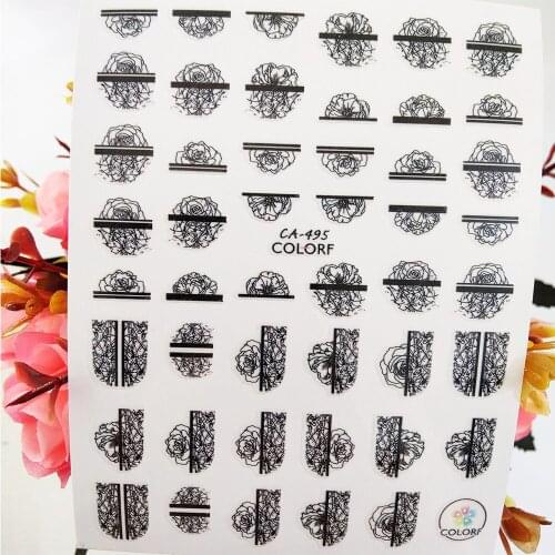 3D Nail Stickers Geometric Flowers Lines Rose Design Nail Supplies Adhesive Manicure Art Decoraciones Foil Decals Accessories