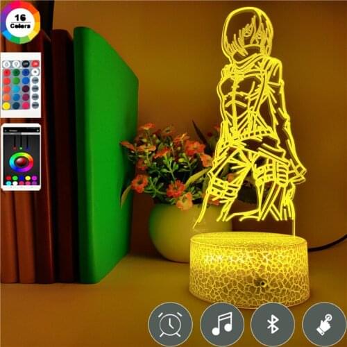 3D Nightlight Kids Night Light USB Smart Phone Control Anime Attack on Titan Mikasa Ackerman Figure Desk Lamp Room Decor Gift