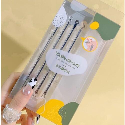 4pcs/Set Acne Removal Needle Stainless Steel Pimple Blackhead Remover Tool Blemish Face Skin Care Beauty Facial Pore Cleaner