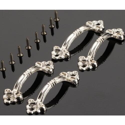 4pcs Handle Pull Bronze Gift Box Small Handle 48mm*14mm Decorative Jewelry Box Drawer Cupboard Handle