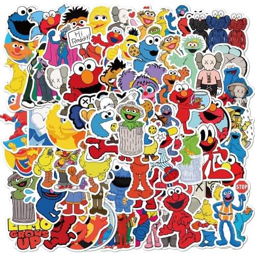 50/100Pcs/Set Sesame Street Cute Stickers Luggage Motorcycle Laptop Refrigerator Washing Machine PvcWaterproof Graffiti Stickers