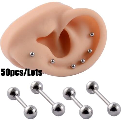 -316L Surgical Steel Ear Tragus Barbells Stud Rings Piercing jewelry 50Pieces/lot