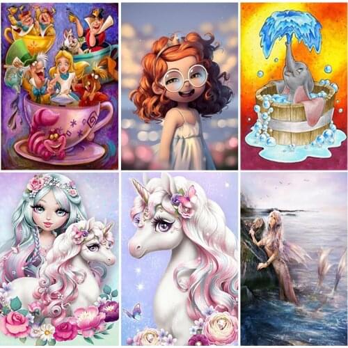5D Diy Diamond Embroidery Full Square Disney Cartoon Character Color Horse Cross Stitch Painting Mosaic Home Decoration Gift