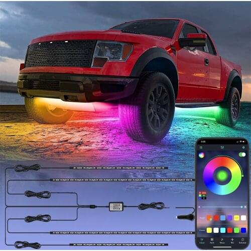 Car Exterior LED Lights Auto Under Glow Chasing Lamp With App And Remote Control 16 Million Colors Music DIY Vehicle SUV Truck