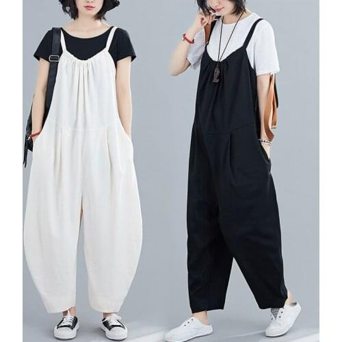 Wide leg Casual Harem pants 2021 New Arrival Fashion Loose Rompers Korea Style Sleeveless Summer Jumpsuits Women Overalls
