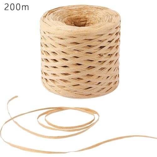 Raffia Paper Ribbon 200 Meters Craft Natural Wrapping Paper Twine Rope Gift Packing ribbon for Easter Party wedding Decoration