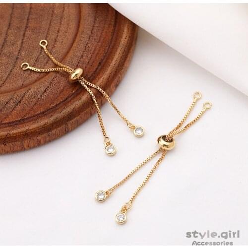 18K Real Gold Brass Simple Adjustable Bracelet Chain 2pcs/lot For DIY Fashion Jewelry Making Bracelet Chains Accessories Making