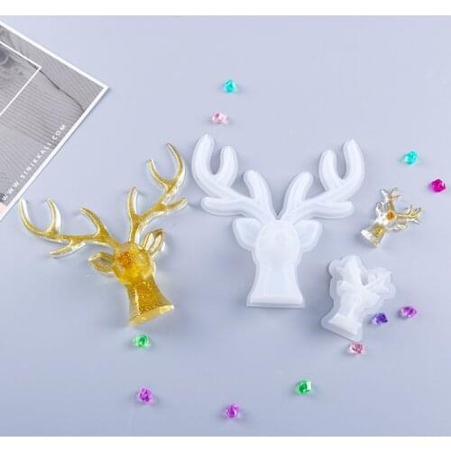 NOT AS LONG diy Epoxy mold 2 antler decoration silicone mold novel and unique handmade home art mirror Christmas deer mold