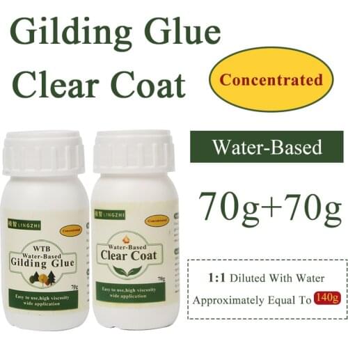 Gilding Glue Gold Foil Sheets for Arts Craft Paper Powder Home Decoration Gold Leaf 70ml Water-based Glue&70ml Varnish&Brush