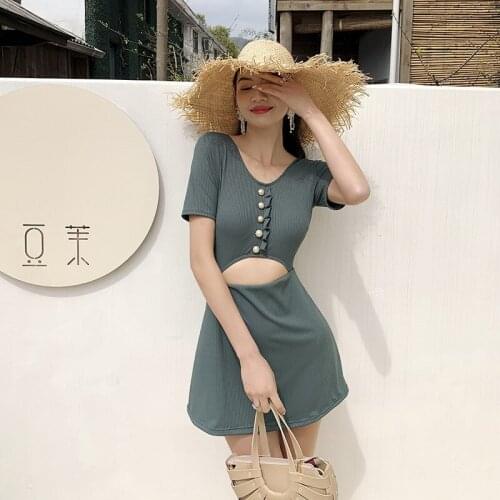 Swim Suit Women Swimwear Bikini One Piece High Waist Swimsuit Korean Swimming For Surfing Badpak 2021 New Sexy Skirt Polyester