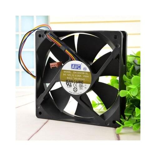 Free Shipping For AVC DA12025B12L, P005 DC 12V 0.30A, 4-wire 4-pin 110mm, 120x120x25mm Server Square cooling fan
