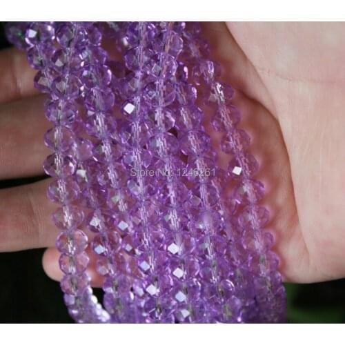 Trendy 6x8mm Purple Crystal Loose Beads AAA Fashion Jewelry Hand Made Accessory Parts Semi-Precious Natural Stone 15" Wholesale