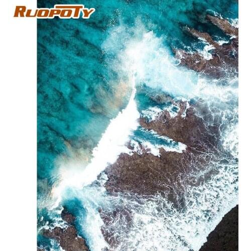 RUOPOTY Frame Picture DIY Painting By Numbers Seascape Modern Wall Art Canvas Painting Acrylic Coloring By Numbers Diy Gift Art
