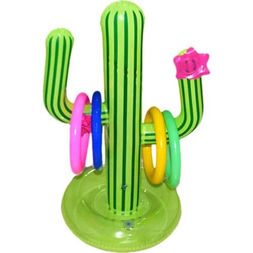 Inflatable Cactus Ring Toss Game Set Target Toss Ferrules Floating Swimming Ring Outdoor Children Intelligence Classic Game