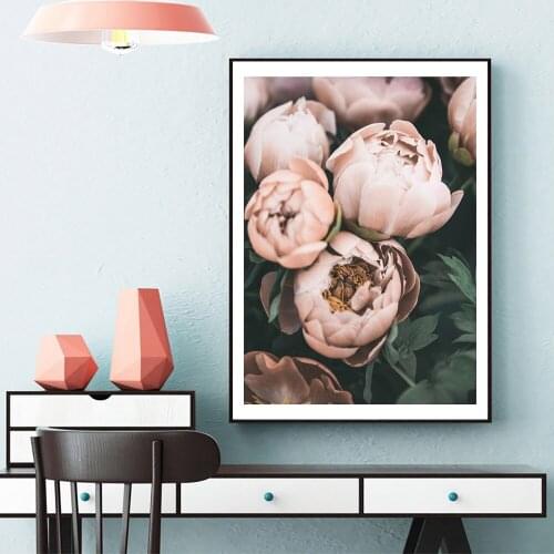 Flowers Wall Art Print Canvas Painting Poster Pink Rose Bouquet Picture Decor Painting Living Room Woman Room Home Decoration