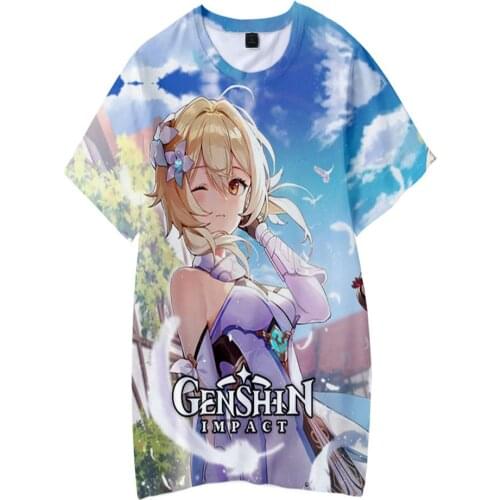 New Genshin Anime Game Short Sleeve Couple T-Shirt Genshin Impact Top T-Shirt
