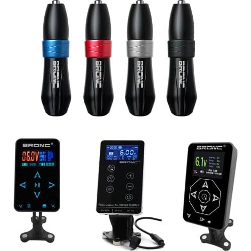 Original BRONC V10 Permanent Makeup Tattoo Machine Pen With New BRONC Tattoo Power For Tattoo Pen Machine Kit Set Supply