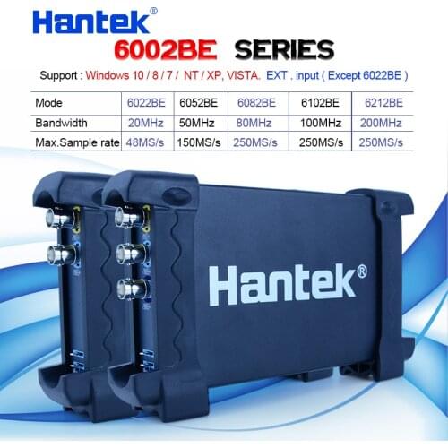 Hantek USB oscilloscope 2 CH 20MHz 48MSa/s digital pc Oscilloscope 6022BE 6022BL +16 Channels Logic Analyzer 50/80/100/200 MHZ