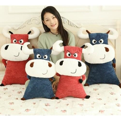58/70CM Plush Toys Stuffed Doll Animal Cattle Cow Bull Cartoon Dress Rompers Kid Christmas Birthday Present Gift