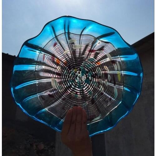 Beautiful Amber Glass Pendant Light Blown Glass Flower Plates Modern Home Art Decoration Fancy Blown Murano Glass Wall Plates