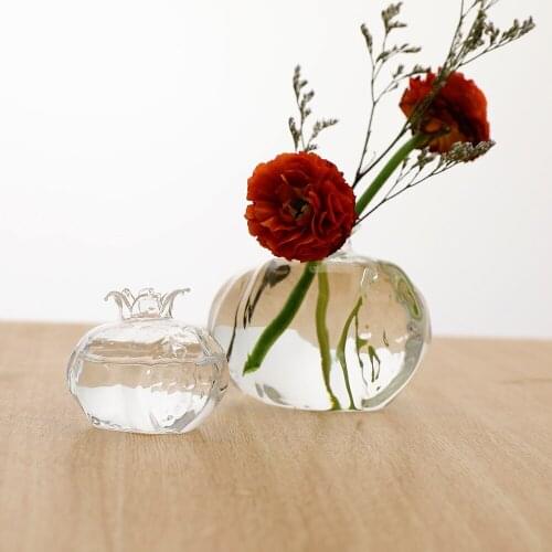 Transparent Glass Vase Creative Pomegranate Handmade Flower Pot Desktop Flower Plant Hydroponic Arrangement Vase Crafts