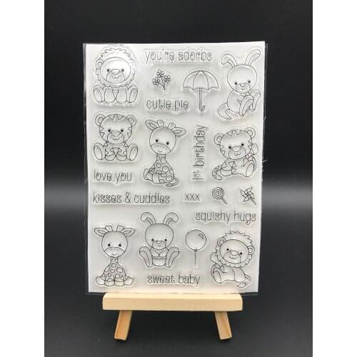 Cartoon Animals Transparent Clear Silicone Stamp/Seal for DIY scrapbooking/photo album Decorative clear stamp sheets A555