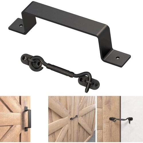 Sliding Barn Pull Door Handle Heavy Duty Pull Cabinet Flush Hardware Set Latch Lock Interior Door Furniture Handle Hardware