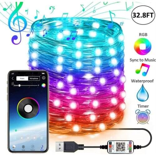 NEW USB christmas decorations for home outdoor fairy lights navidad copper wire LED string light bluetooth APP RGB Strip lamp