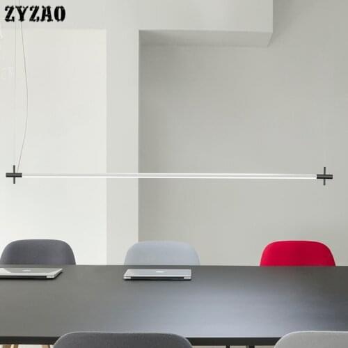 Modern LED Strip Hanging Lamp Minimalist Designer Strip Pendant Lamp Restaurant Dining Room Pendant Lights Office Light Fixtures