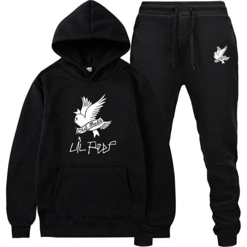 New Men Hoodies Suit Lil Peep Tracksuit Sweatshirt Suit Fleece Hoodie+Sweat pants Jogging Homme Pullover Sportwear Suit Male
