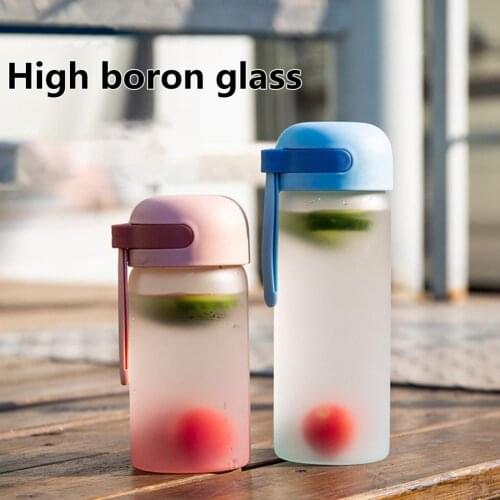 320ml/420ml DILLER Glass Water Bottle Smooth Cup Rim High Borosilicate Glass Gradient Frosted Glass Water Cup for Outdoor