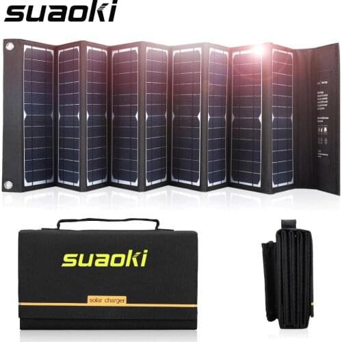Suaoki Portable 60W Folding Foldable Solar Panel Charger Solar Mobile Power Bank for Phone Car Laptop Battery Charger