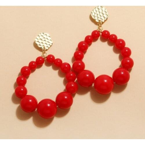 Trend Bohemian Color Bead Hyperbol Earrings for Women Gradual Acrylic Vintage Hanging Earrings Fashion Female Party Jewelry