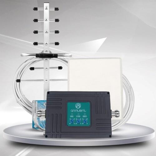 Mobile Signal Amplifier GSM Repeater 2G 3G 4G LTE 900/2100/2600MHz Cell phone Signal Booster Repeater 70dB Band 7/8/1 & Antenna